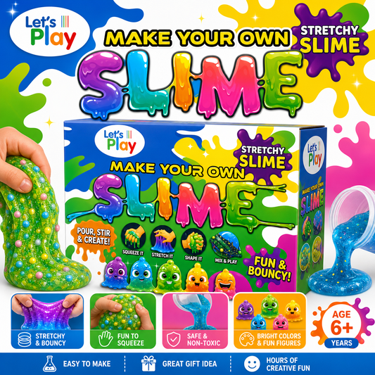 Let’s Play DIY Stretchy Slime Kit – Make Your Own Fun, Safe & Colorful Slime for Kids