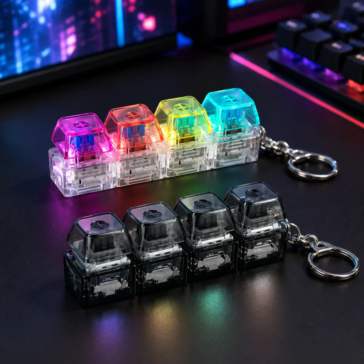 Keyboard Fidget Keychain Toy with Mechanical Switches | Mini Clicker Stress Relief Keychain