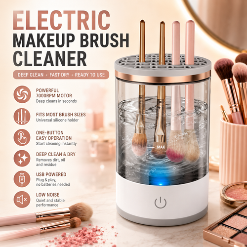 Electric Makeup Brush Cleaner Machine USB Automatic Cosmetic Brush Washer & Dryer