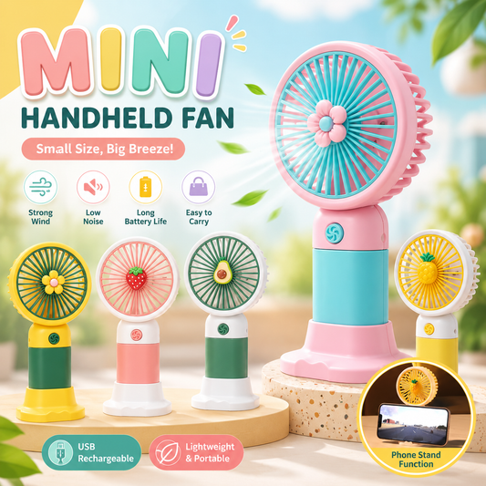 Mini Handheld Cooling Fan – Portable USB Rechargeable Fan (Random Character)