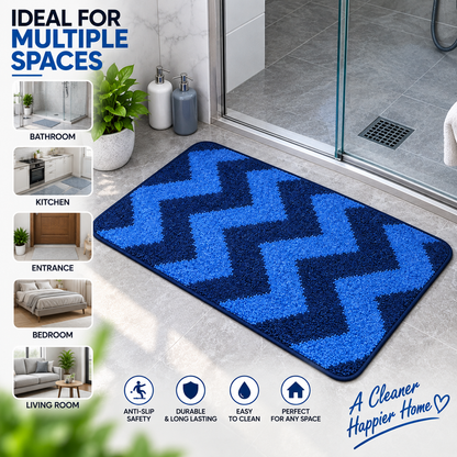 Blue Chevron Floor Mat | Anti-Slip Decorative Door & Home Mat