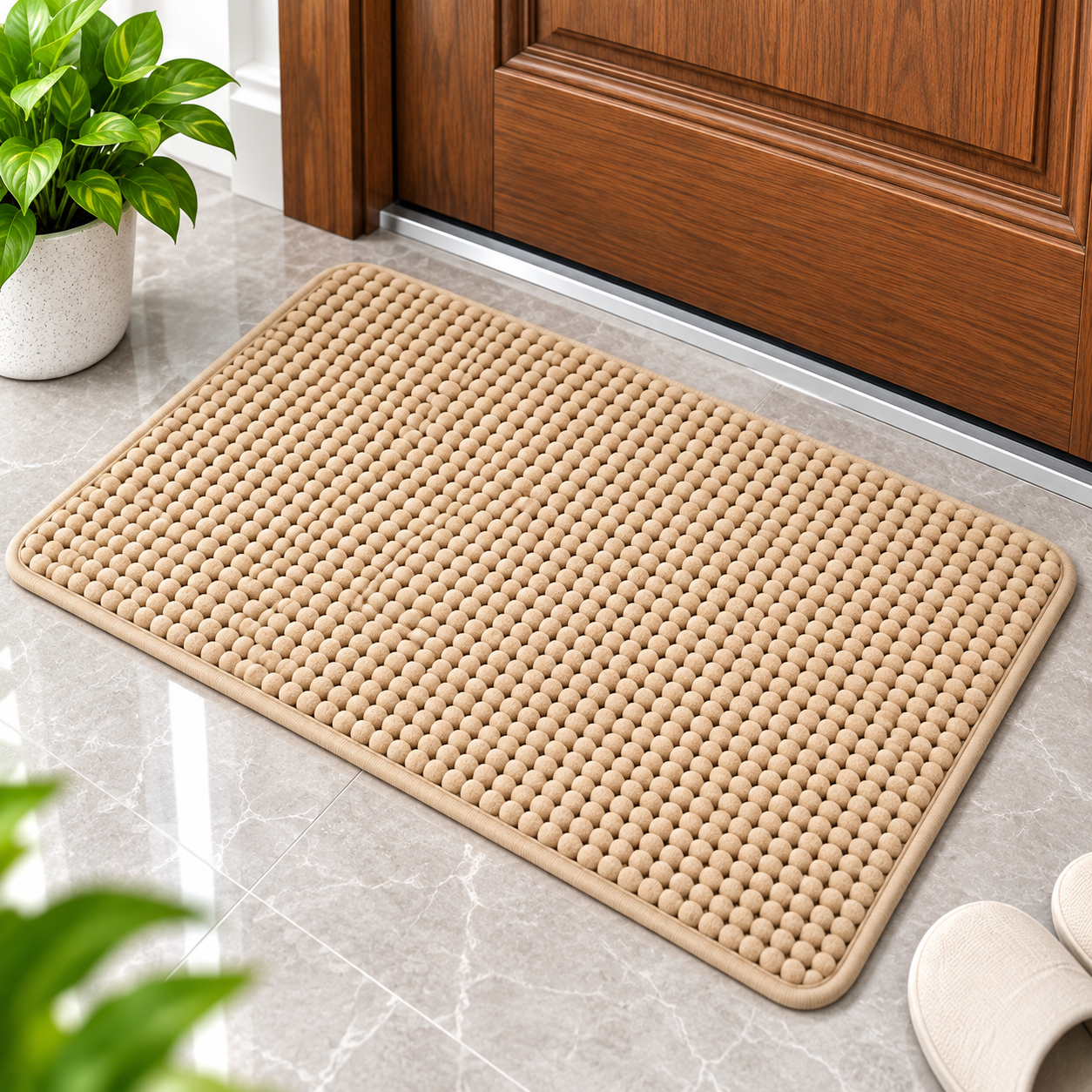 2PC Soft Textured Floor Mat | Non-Slip Door & Bathroom Mat | 23 × 15 Inch