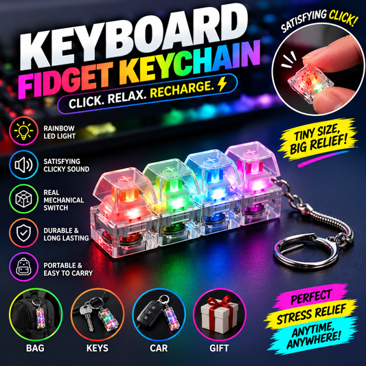Keyboard Fidget Keychain Toy with Mechanical Switches