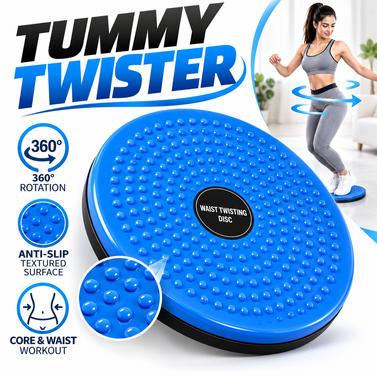 Tummy Twister Waist Twisting Disc – 360° Rotating Core Exercise Board