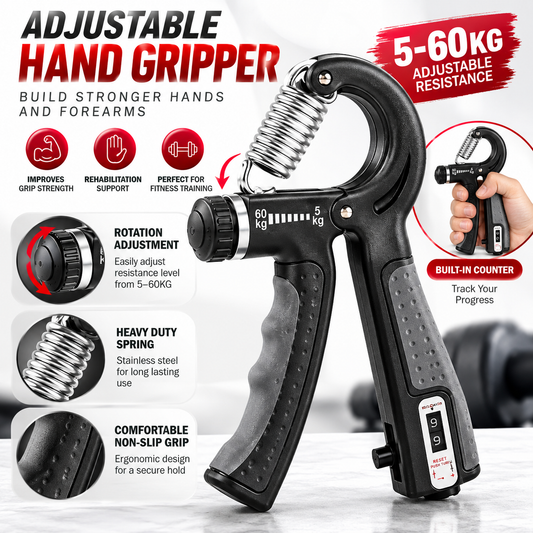 Adjustable Hand Grip Strengthener with Digital Counter – 10–60kg Hand Gripper for Forearm, Wrist & Finger Exercise