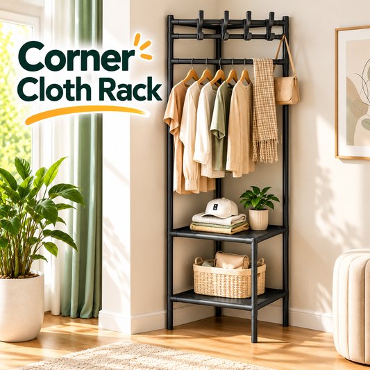 3-Layer Corner Clothes Rack – Space-Saving Organizer