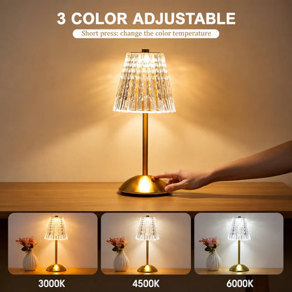 Diamond Crystal Table Lamp – Luxury Rechargeable LED Touch Lamp