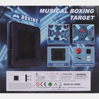 Back view of a 'Musical Boxing Target' with features and branding details.