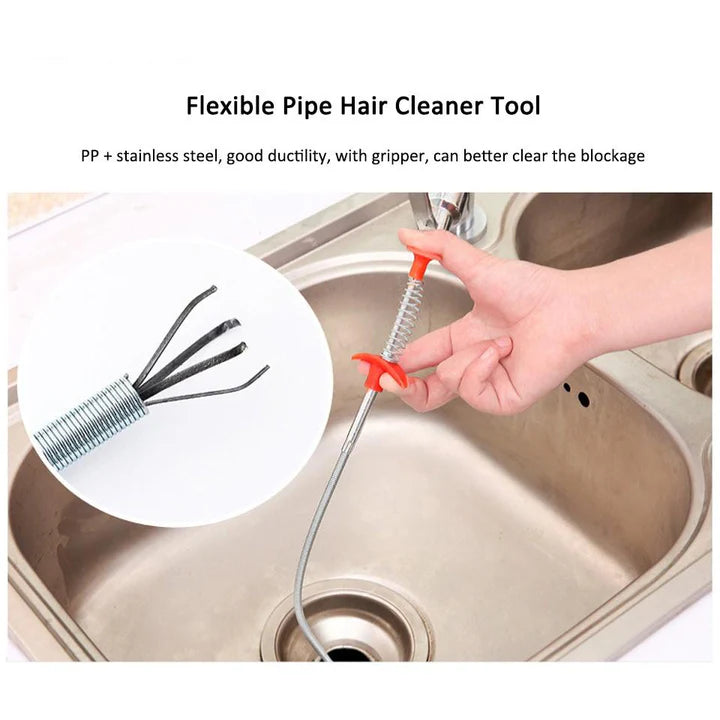 Long Drain Cleaning Tool | 85cm Pipe Snake for Sink, Basin & Bathroom Drains