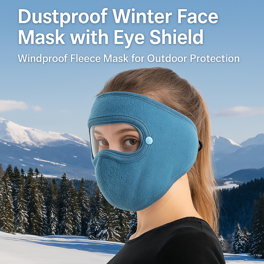 Dustproof Winter Face Mask with Eye Shield | Windproof Fleece Mask for Outdoor Protection | Full Coverage Warm Mask