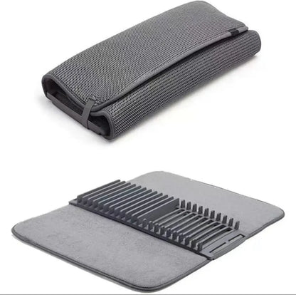 Foldable Dish Drying Pad | Quick‑Dry Mat with Removable Dish Rack