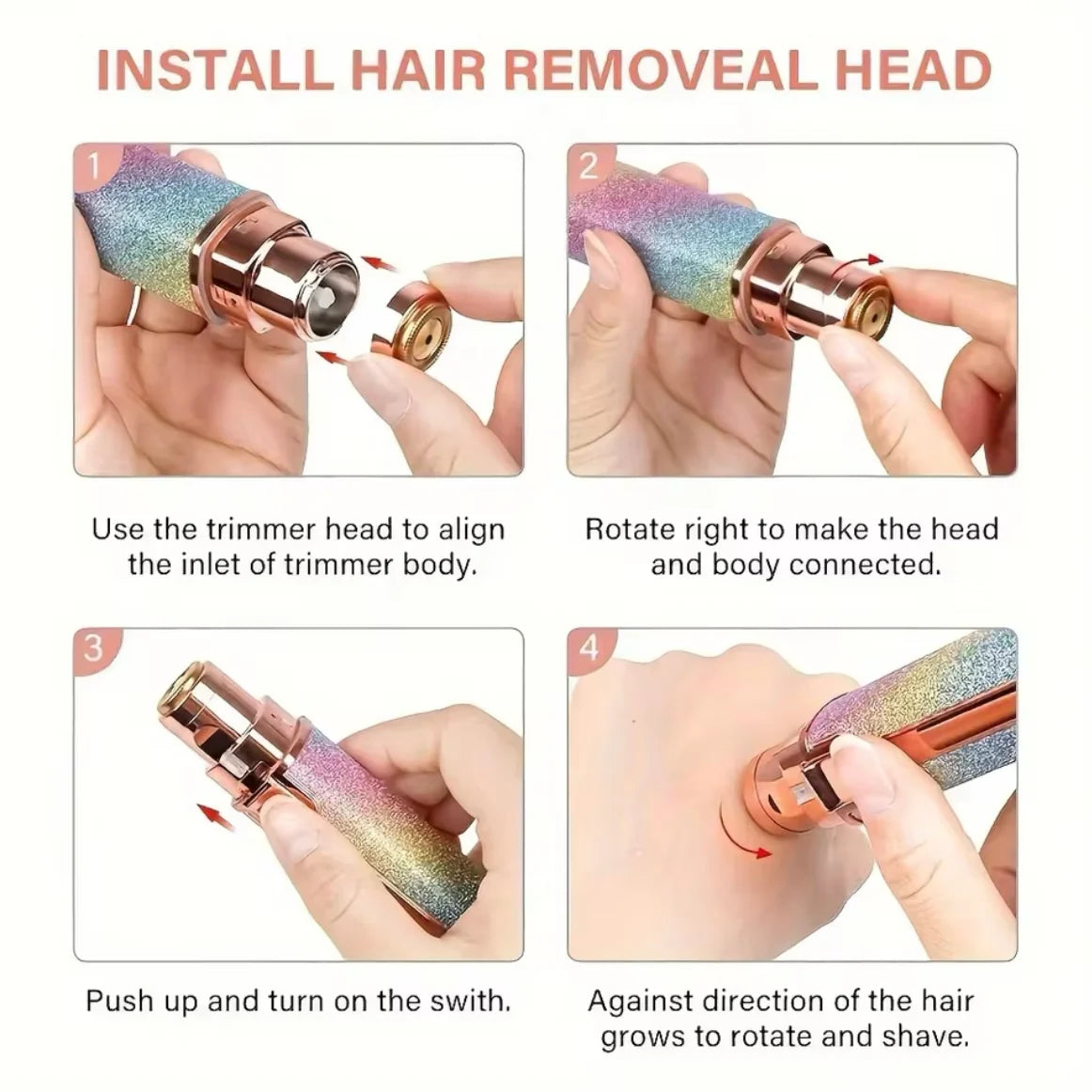 2-in-1 Eyebrow Trimmer & Facial Hair Remover – Painless USB Rechargeable Shaver for Women