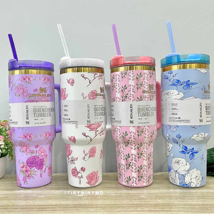 Premium floral insulated tumbler with handle - Saadiq.pk Pakistan