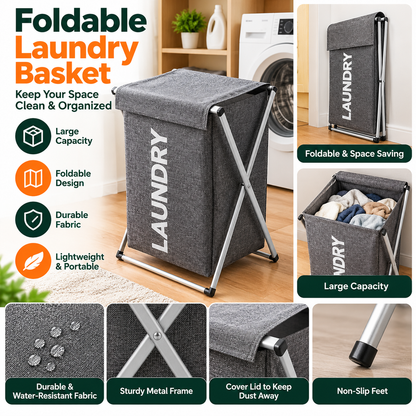 Foldable Laundry Basket with Stand – Portable Clothes Storage Organizer