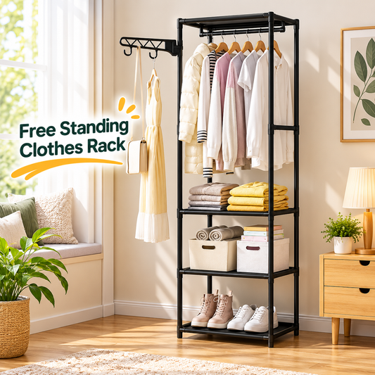 Floor Standing Clothes Hanger – 4-Layer Wardrobe Organizer