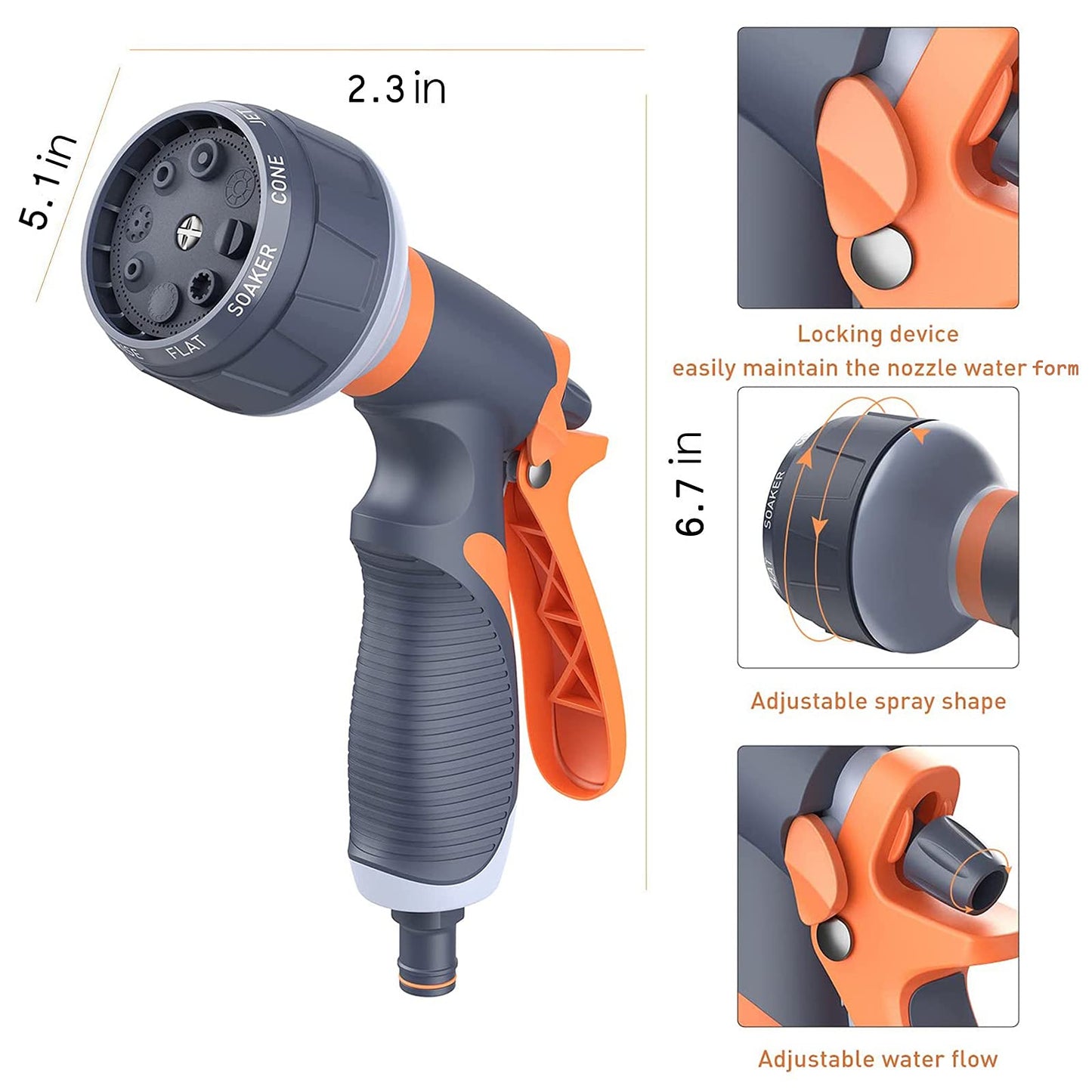 Garden Hose Spray Nozzles in 7 pattern