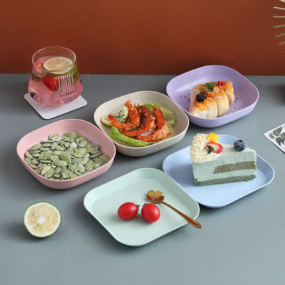 Creative Dish Set – 10 Colorful Plastic Plates, Microwave & Dishwasher Safe