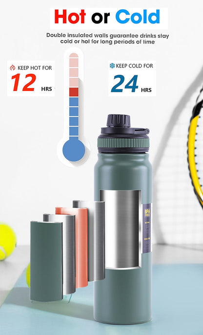 Vacuum Insulated Stainless Steel Water Bottle – Hot & Cold Leak Proof Flask 800ML