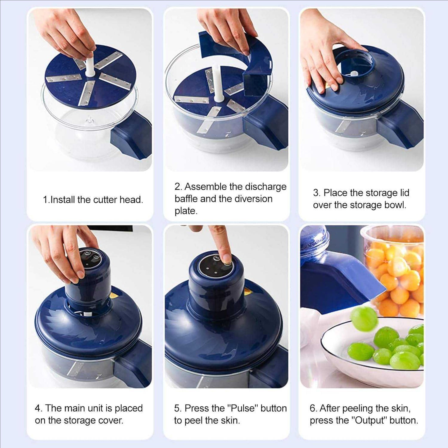 Automatic Electric Fruit Peeler Machine One-Touch Grape, Plum, Tomato & Garlic Peeling Device with Storage Bowl