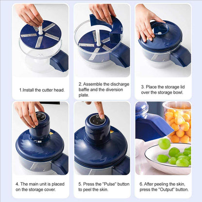 Automatic Electric Fruit Peeler Machine One-Touch Grape, Plum, Tomato & Garlic Peeling Device with Storage Bowl
