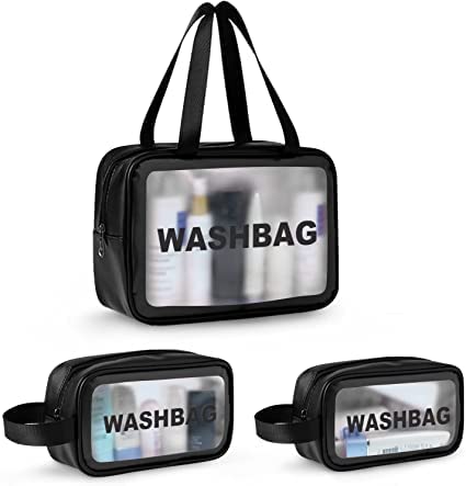 Transparent Waterproof PVC Travel Cosmetic Washbag Set – 3-Pack