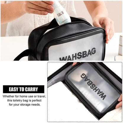 Transparent Waterproof PVC Travel Cosmetic Washbag Set – 3-Pack