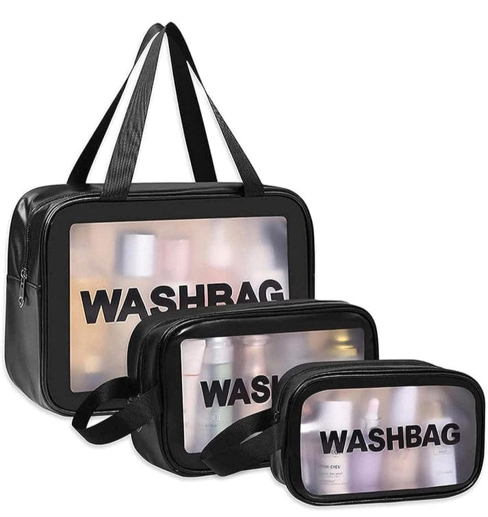 Transparent Waterproof PVC Travel Cosmetic Washbag Set – 3-Pack