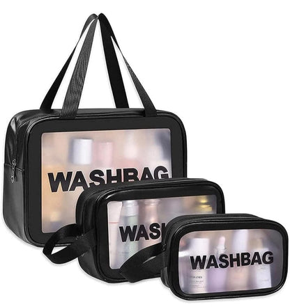 Transparent Waterproof PVC Travel Cosmetic Washbag Set – 3-Pack