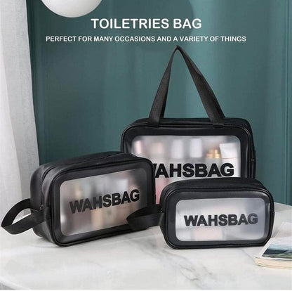 Transparent Waterproof PVC Travel Cosmetic Washbag Set – 3-Pack