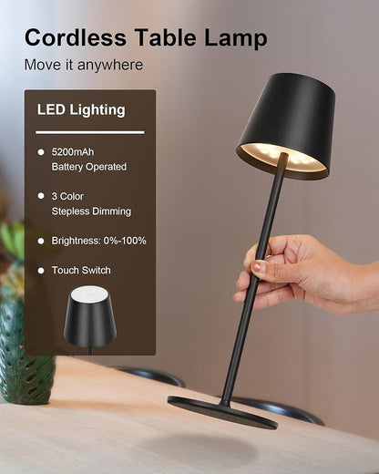 LuxeGlow Rechargeable LED Side Lamp – Minimalist Black & White Cordless Lamp