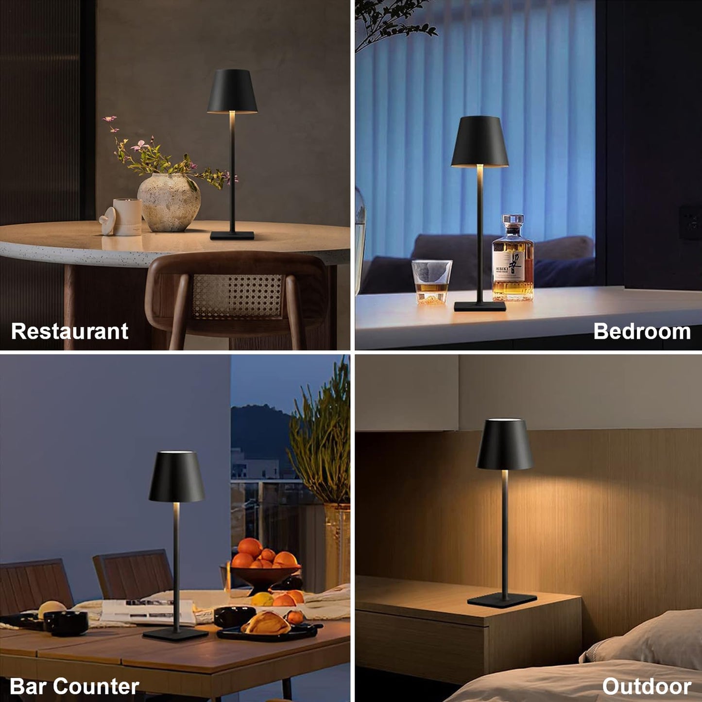 LuxeGlow Rechargeable LED Side Lamp – Minimalist Black & White Cordless Lamp