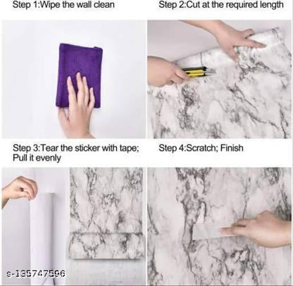 Self-Adhesive Marble Sheet – Oil & Heat Resistant Kitchen Wallpaper