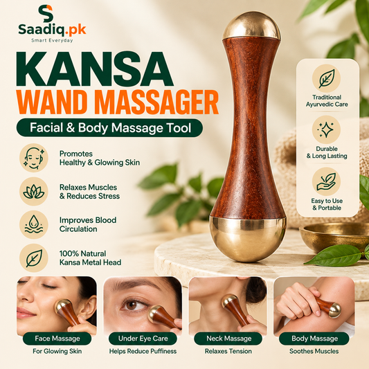 Kansa Wand Facial & Body Massager | Teak Wood Ayurvedic Massage Tool