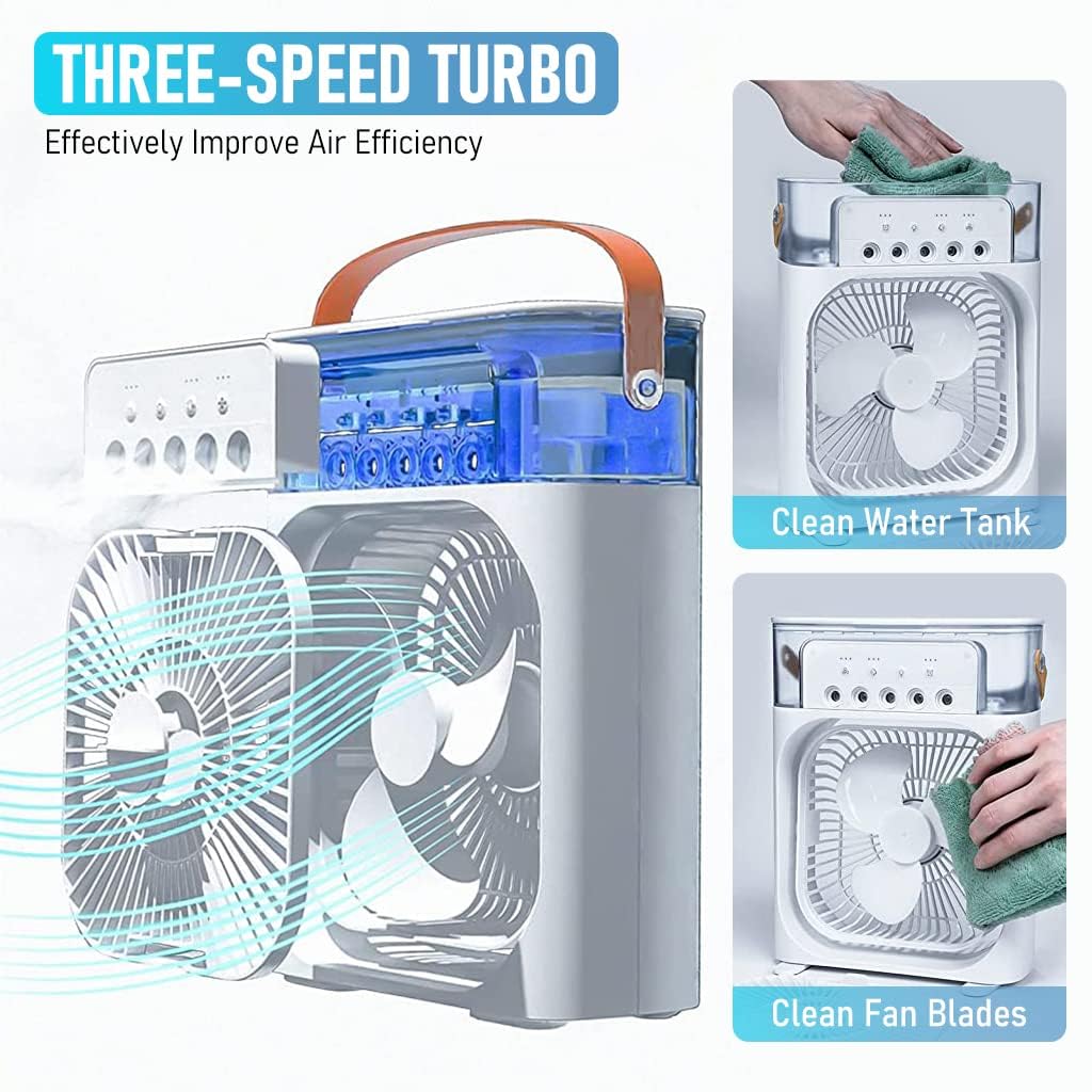 Portable Air Cooler Desk Fan with Water Spray – USB Mini Air Conditioner