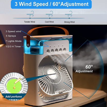 Portable Air Cooler Desk Fan with Water Spray – USB Mini Air Conditioner