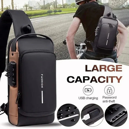 Anti-Theft Crossbody Sling Bag for Men & Women – Waterproof USB Charging Chest Backpack Travel Shoulder Bag