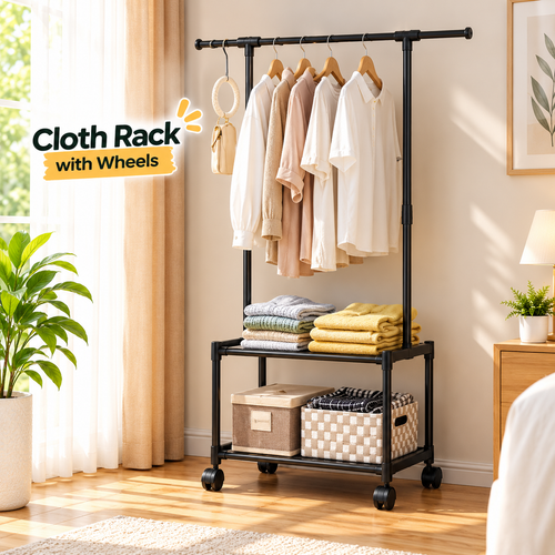 3/2-Layer Floor-Standing Clothes Rack – Multi-Layer Garment Organizer