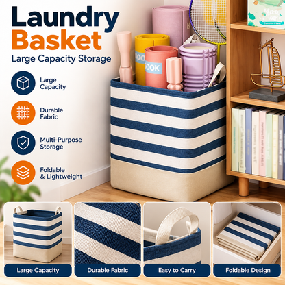 Fabric Laundry Storage Bag – Foldable Dirty Clothes Organizer