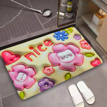 3D Flower Floor Mat – Quick Dry Diatomaceous Earth Bathroom Mat