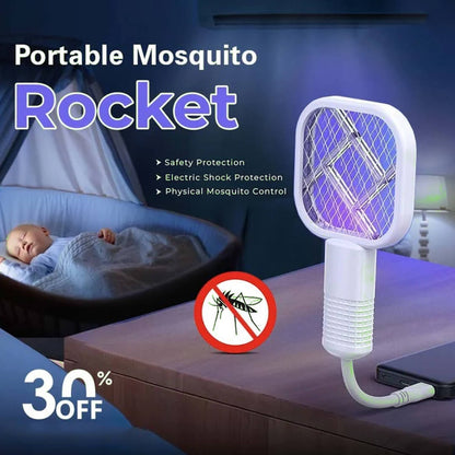 Electric Mosquito Killer Racket with 2-in-1 LED Flashlight – Rechargeable Bug Zapper