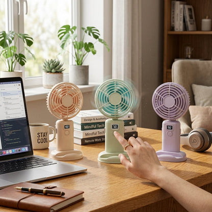 Portable digital display hand fan - buy in Pakistan