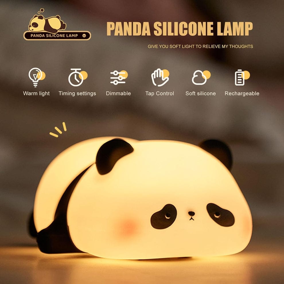 Cute Panda Night Light | Soft Silicone LED Bedside Lamp for Kids | Rechargeable Touch Control Baby Night Lamp