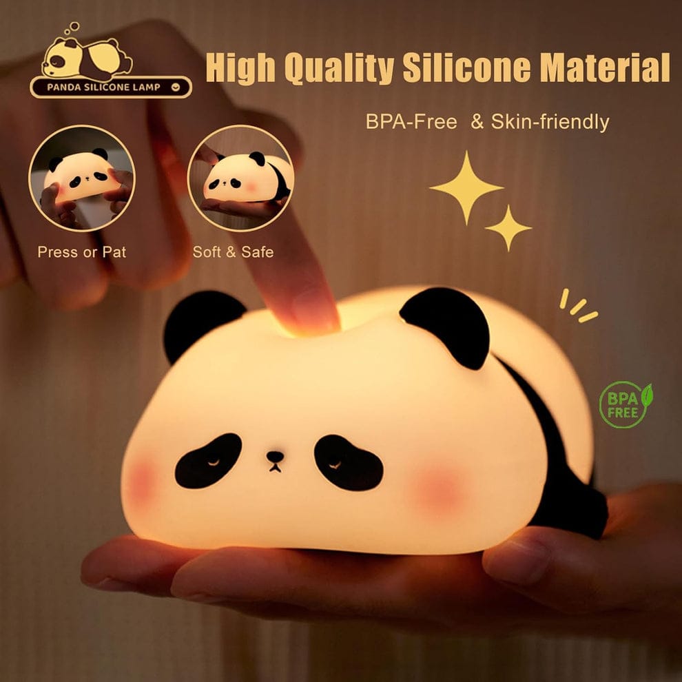 Cute Panda Night Light | Soft Silicone LED Bedside Lamp for Kids | Rechargeable Touch Control Baby Night Lamp