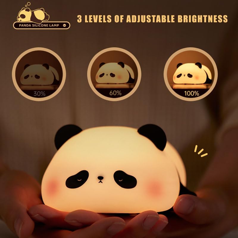 Cute Panda Night Light | Soft Silicone LED Bedside Lamp for Kids | Rechargeable Touch Control Baby Night Lamp