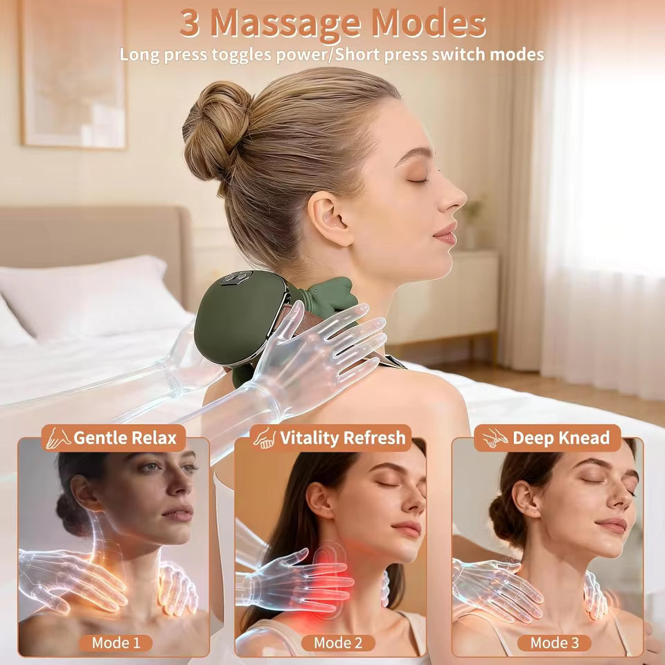 Rechargeable Neck & Shoulder Massager with Heat – Deep Kneading & 3 Massage Modes