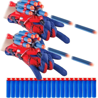 Spiderman Style 8-Shot Foam Dart Blaster Toy Gun with Gloves – Soft Bullet Shooting Toy for Kids