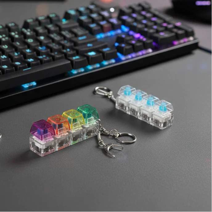 Keyboard Fidget Keychain Toy with Mechanical Switches