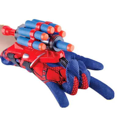 Spiderman Style 8-Shot Foam Dart Blaster Toy Gun with Gloves – Soft Bullet Shooting Toy for Kids