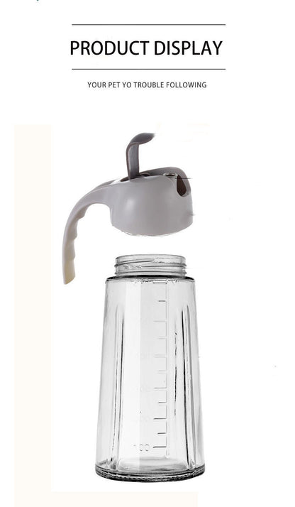 Oil Jug Dispenser (600 ml) – Automatic Flip Cap, Leak-Proof Glass Bottle