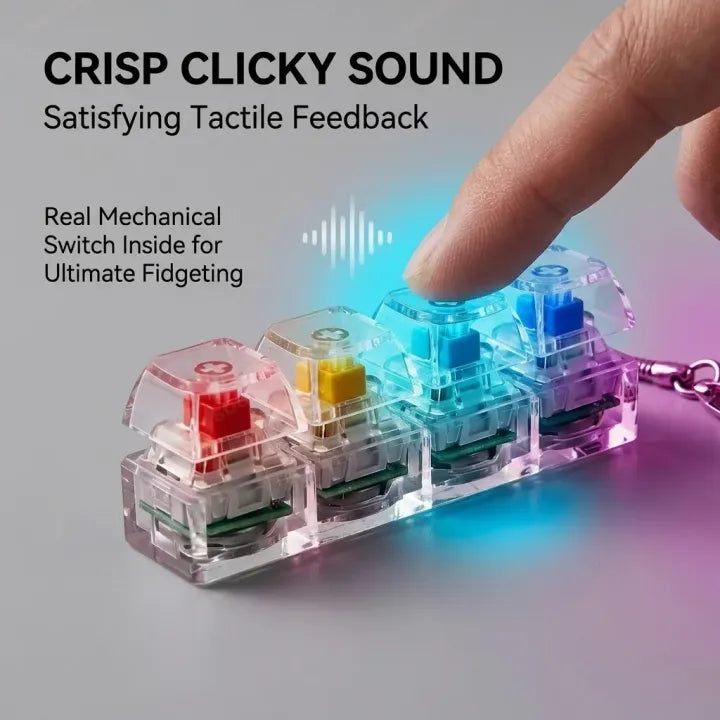 Keyboard Fidget Keychain Toy with Mechanical Switches